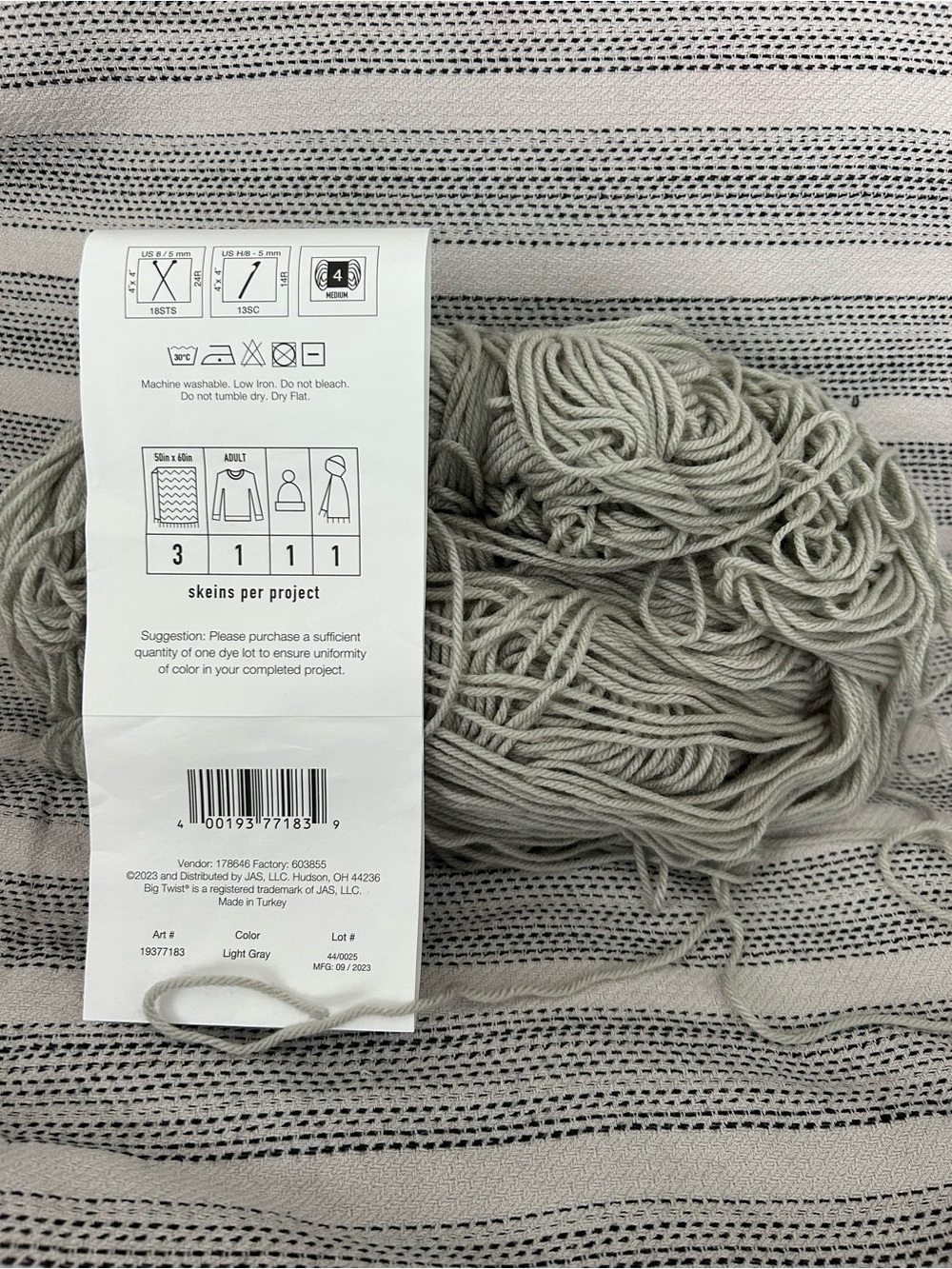 Big Twist Value Acrylic Yarn Bundle in Dark Teal, Mint & Light Gray - Picture 2 of 3